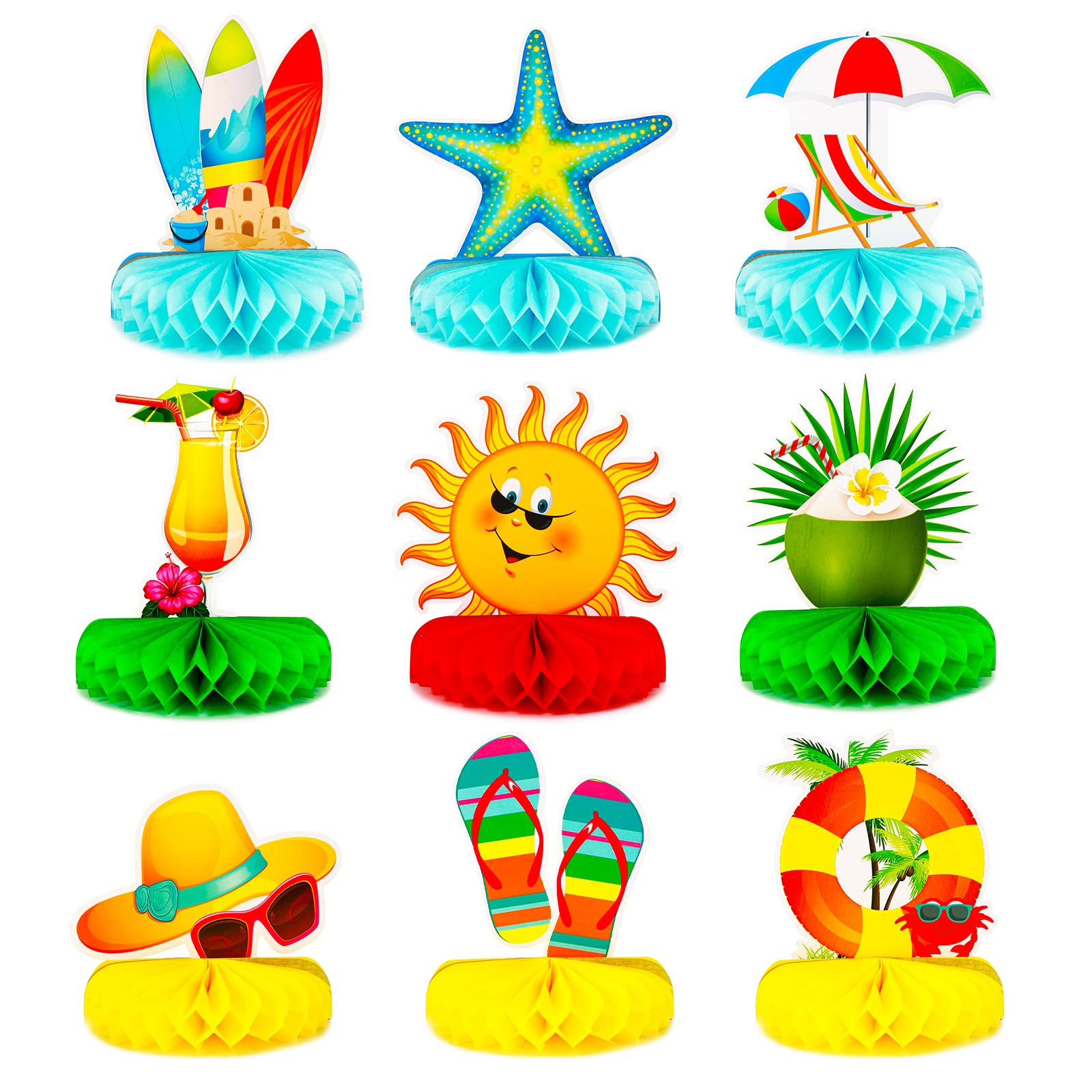 1-x-brand-new-summer-pool-honeycomb-centerpiece-decoration-9-pieces