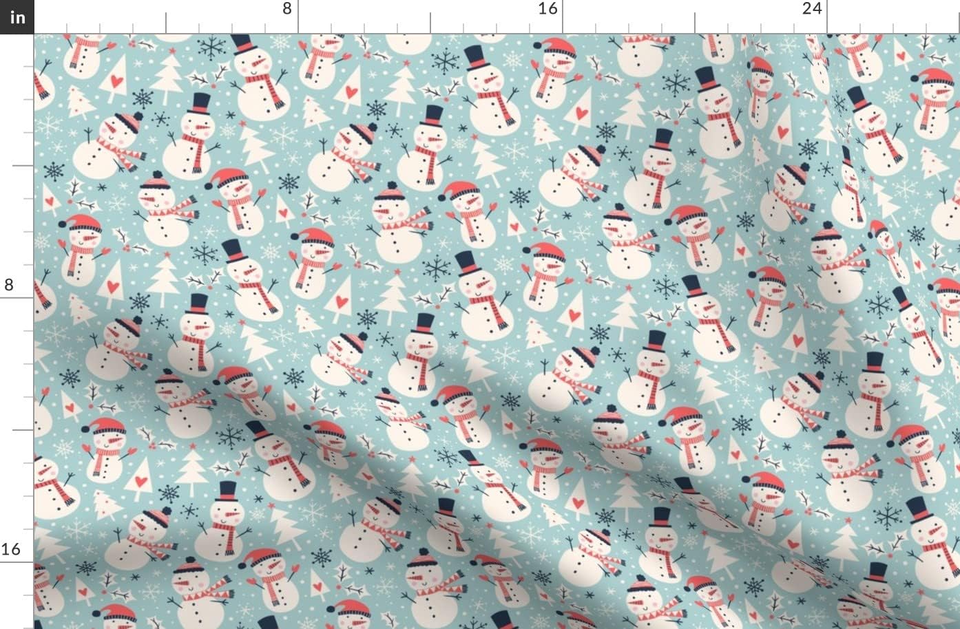 Spoonflower Fabric - Snowman Snowmen Christmas Winter Printed on Organic Cotton Sateen Fabric by The Yard - Sewing Quilting Apparel Home Decor