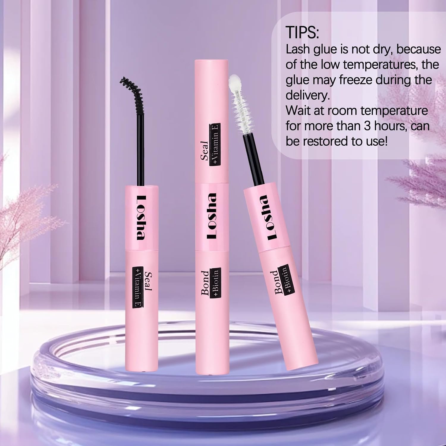Losha Lash Bond and Seal Waterproof Strong Hold Lash Clusters Glue 2 in 1 Long Lasting Cluster Lash Glue Eyelash Bond and Seal for DIY Lash Extensions (SJ-Pink)