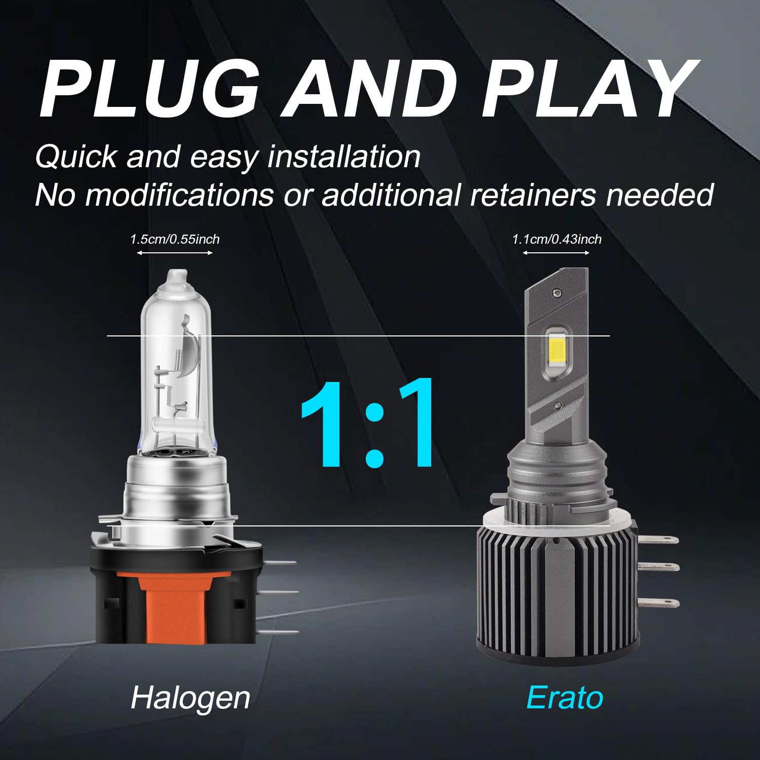 Erato Bombillas LED H15 para luces de conducción y de circulación diurna, DRL, 6500K, blanco xenón, CANbus, sin errores, todo en uno, Plug and Play, impermeables, kit de conversión de faros LED