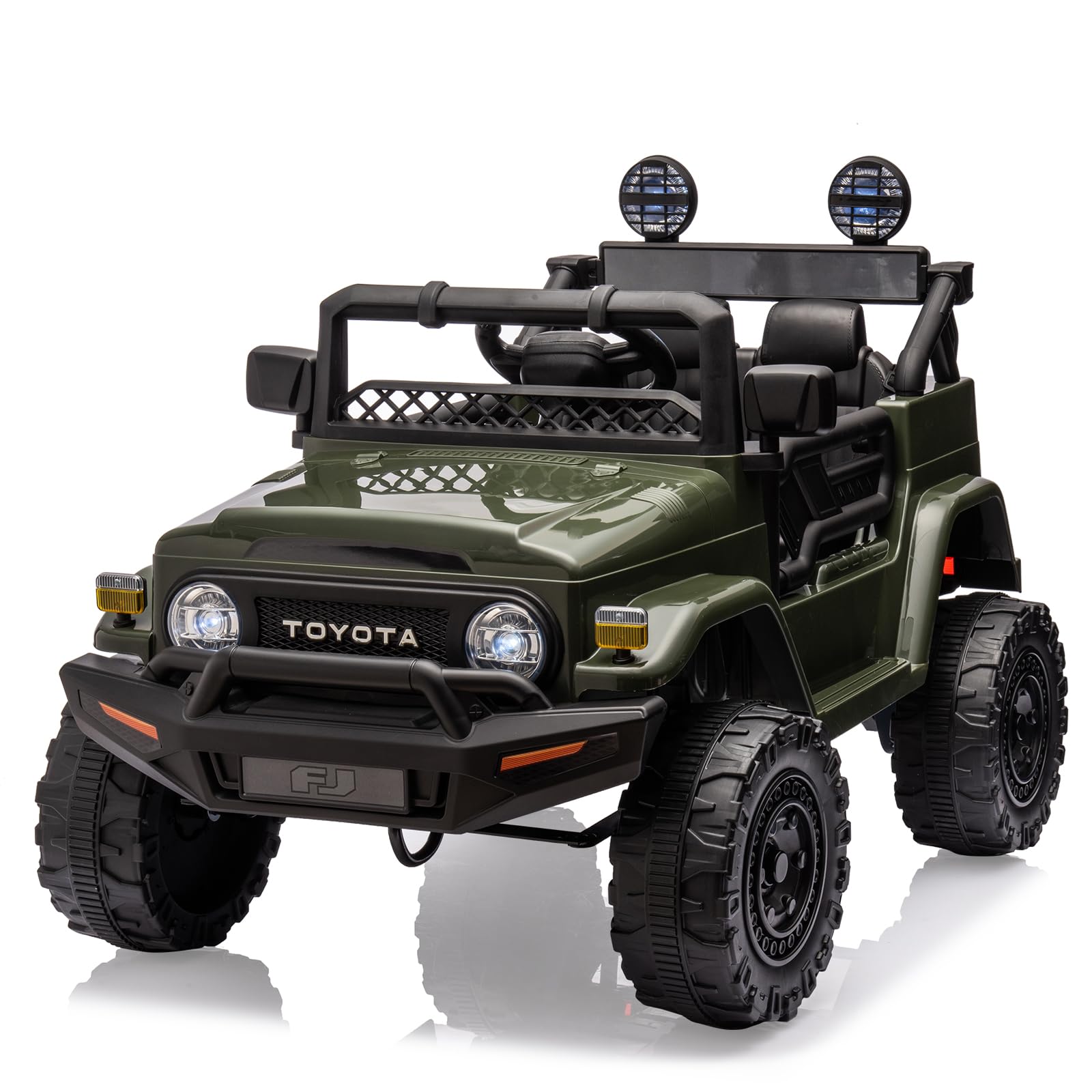 12V Ride on Car for Kids, Licensed Toyota Ride on Truck, Battery Powered Electric Kids Car with Remote Control, Music, LED Lights, Suspension System, Double Doors, Safety Belt,Green