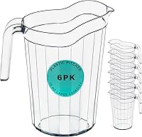 DecorRack 6-Pack 75oz Shatterproof Polycarbonate Plastic Pitchers with Pour Spout - Durable Beverage Dispensers for Parties, Catering, Lemonade, Sangria