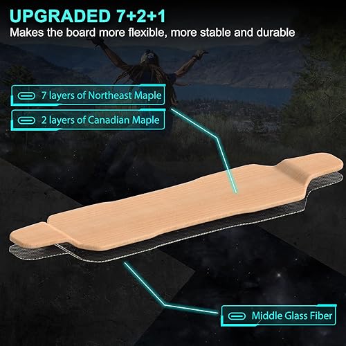 Miniatura 5 de Monopatín eléctrico con control remoto LCD, V5 y G5 y longboard eléctrico todoterreno con luz para adultos, motor dual de 1650 W, 27 MPH y rango de