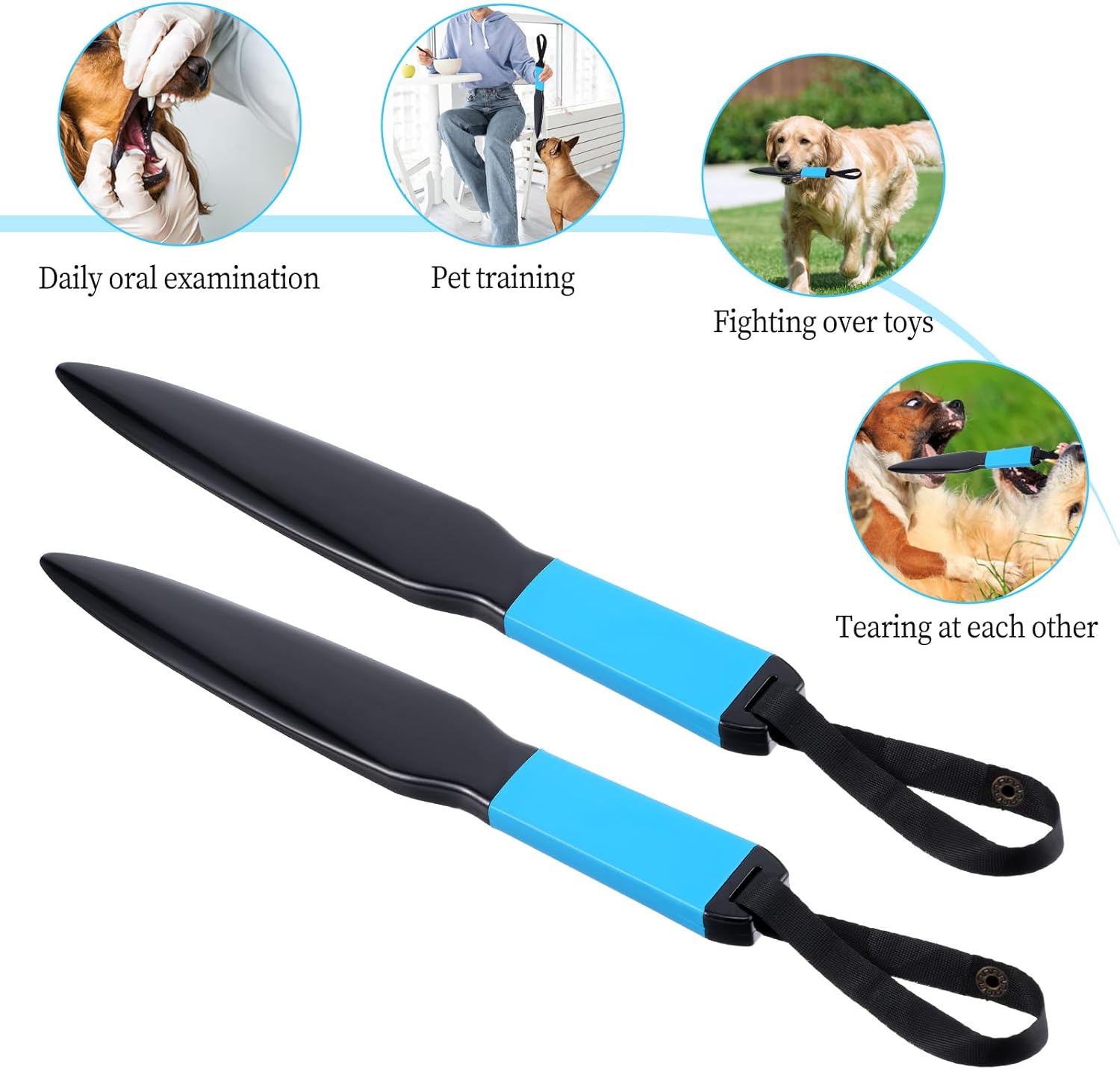 2 Pcs Dog Break Stick Dog Sticks Nylon Dog Chew Sticks Pet Mouth Training Stick Toys for German Shepherd Strong Medium Large Dogs, Blue