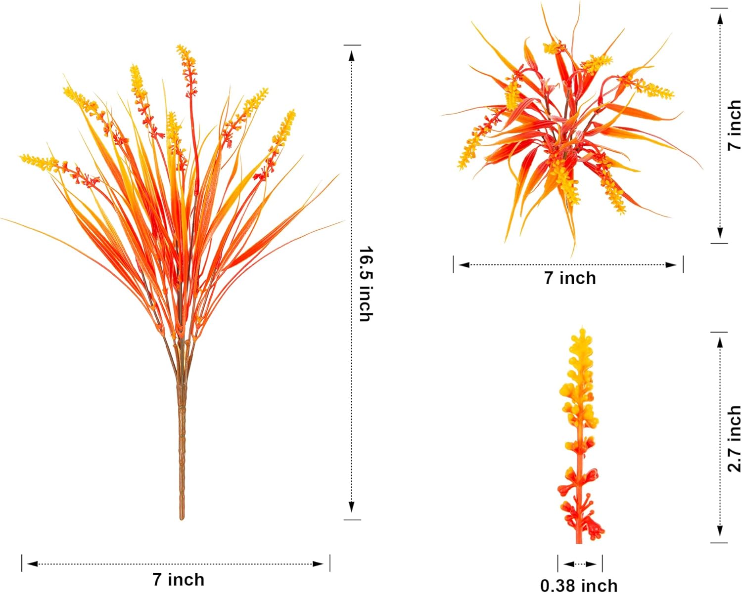Artificial Fake Plants Flowers for Outdoors Fall Decor, 10 Bundles Fall Leaves Faux Lavender Flowers for Autumn Decoration, Fake Shrubs UV Resistant Planter for Garden Porch Balcony Home Patio Yard - Image 5