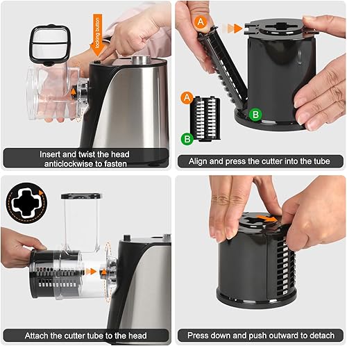 Miniatura 7 de Trituradora eléctrica de verduras y queso, 5 en 1, 250 W, profesional, automático, para ensalada, fruta, tirador, máquina picadora, cortador de