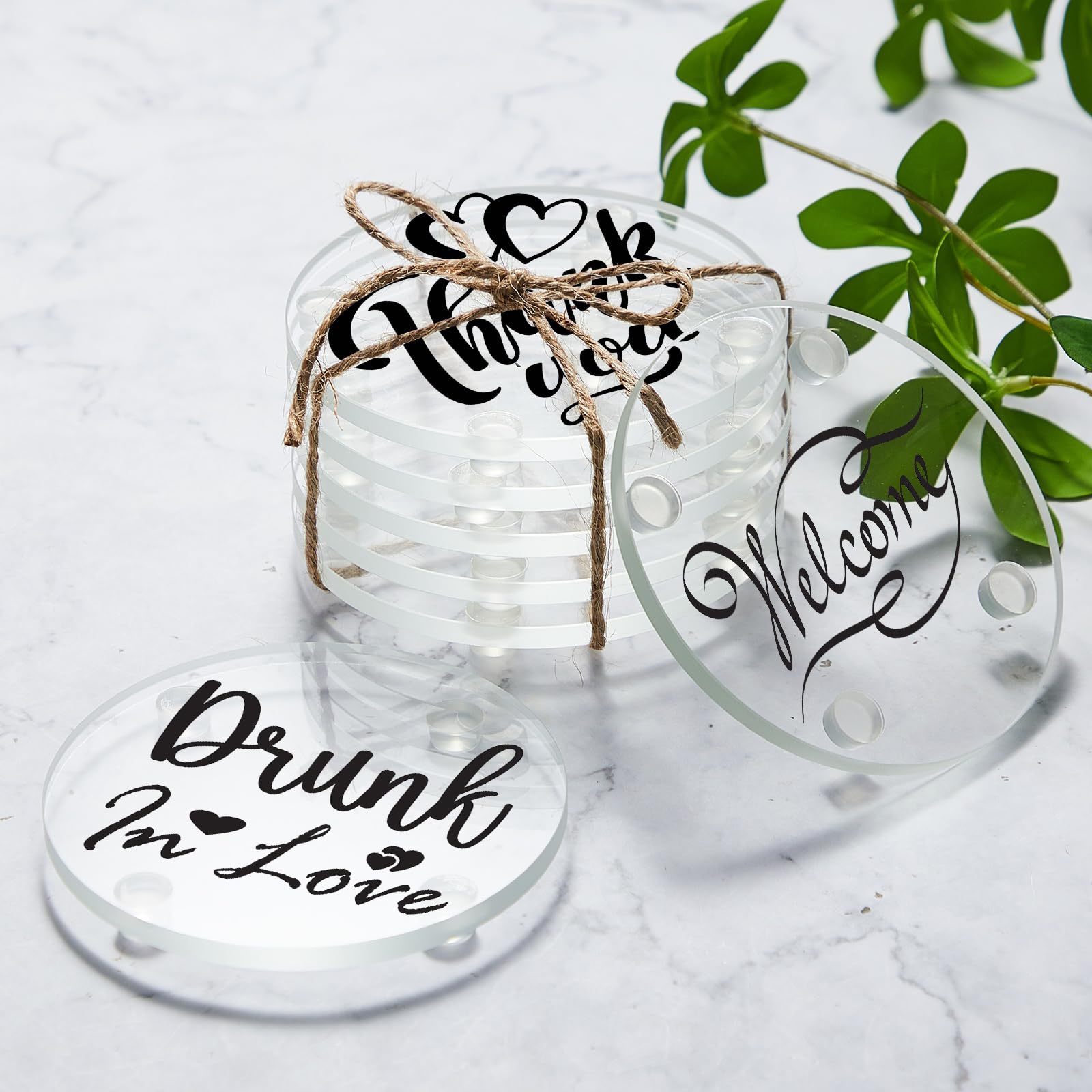 Glasuntersetzer, blanko, transparent, für Küche, Büro, Zuhause, Partys, Hochzeit, Esstisch, Tassen, Basteln, rund, 12 Stück