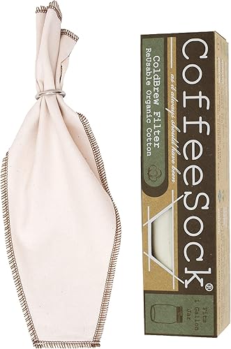 CoffeeSock filtro para café de infusión fría, filtros de café reutilizables de algodón orgánico certificados según las Normas textiles orgánicas