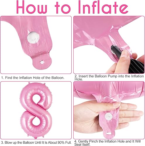 Miniatura 125 de Globo rosa del número 0 de 40 pulgadas, globos grandes de aluminio con número de helio, globos gigantes gigantes de Mylar número 0 para decoración