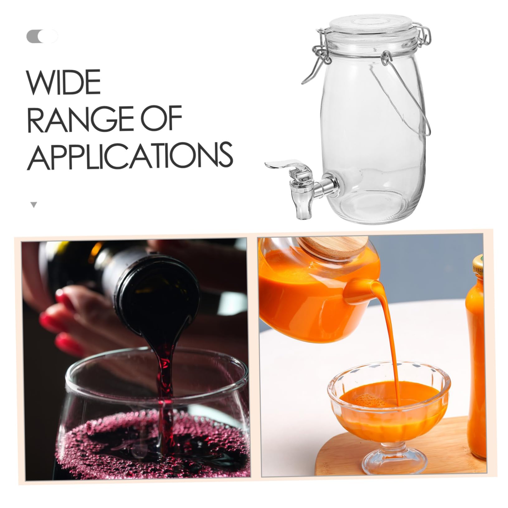 ABOOFAN Dispenser Vetro con Rubinetto da 1,5l per Cucina con Design a Rubinetto e Chiusura Ermetica in Vetro e Abs per Conservare e Servire Bevande