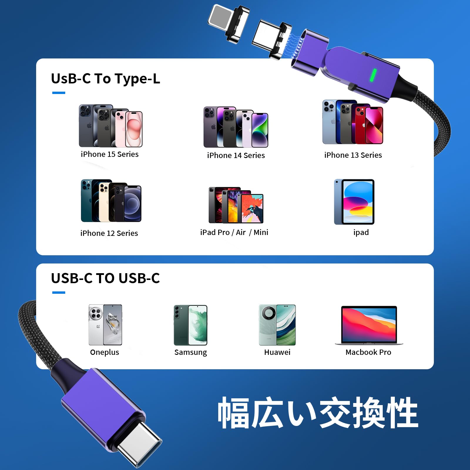 Amazon.co.jp: 充電ケーブル マグネット USB-Cケーブル マグネット 