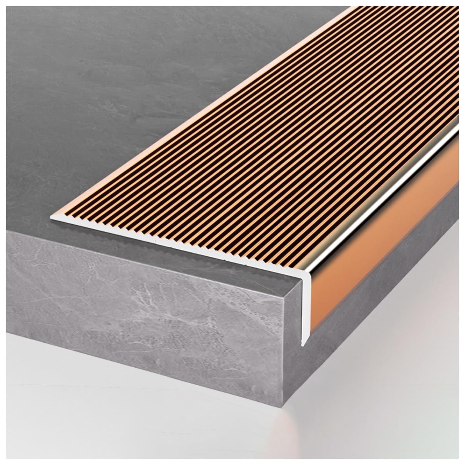 LXLZYXSF Aluminum Stair Nosing 10cm Extra Wide Stair Edge Trim, Stair Edging Non-Slip Steps Treads, 39in 41in 43in 45in 47in 49in 50in 52in 54in 56in 58in L(Gold B WxH-10x2cm,L-75/191cm) — image 1
