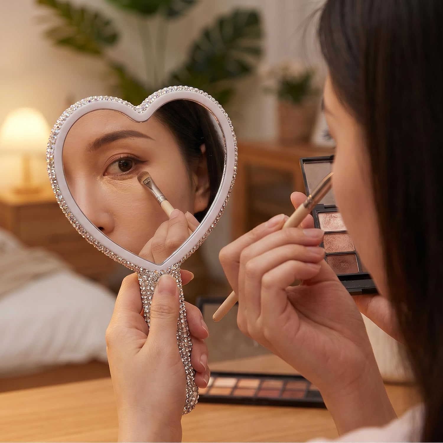 DIVINA VITAE Heart Handheld Mirror with Handle 6.3x4.3 Inch, for Women