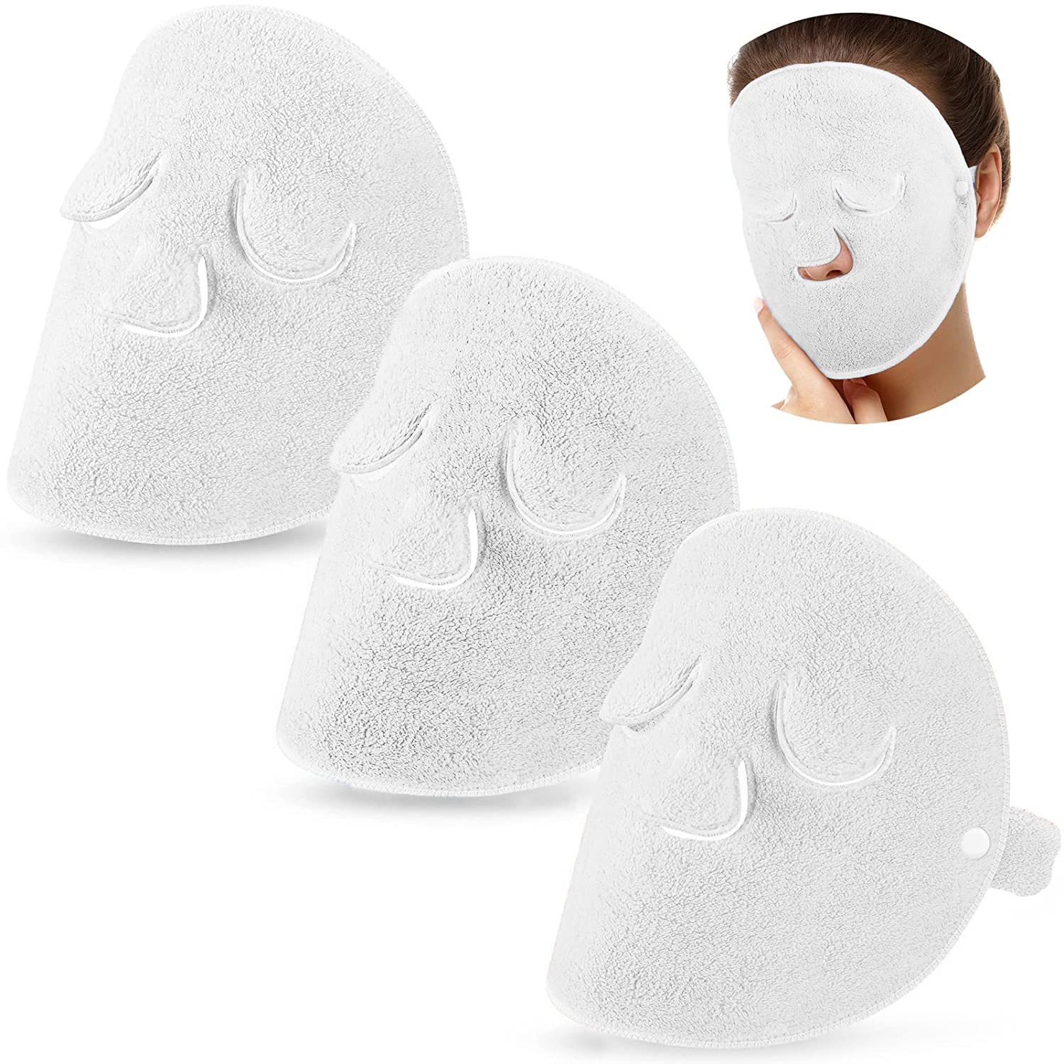 3 Pieces Reusable Face Towel Mask Anti Aging Facial Steamer Towel Moisturizing Rejuvenation Facial Steamer Masks Cold Hot Stocking Stuffers for Sister Skin Care Facial Spa Kit for Women Girls