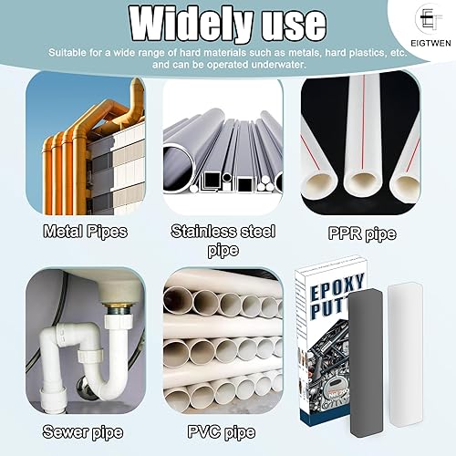 Miniatura 5 de Masilla epoxi, relleno epoxi de 7.05 oz, masilla de metal epoxi de 2 partes, plástico, vidrio, reparación de grietas de fregadero de cerámica para