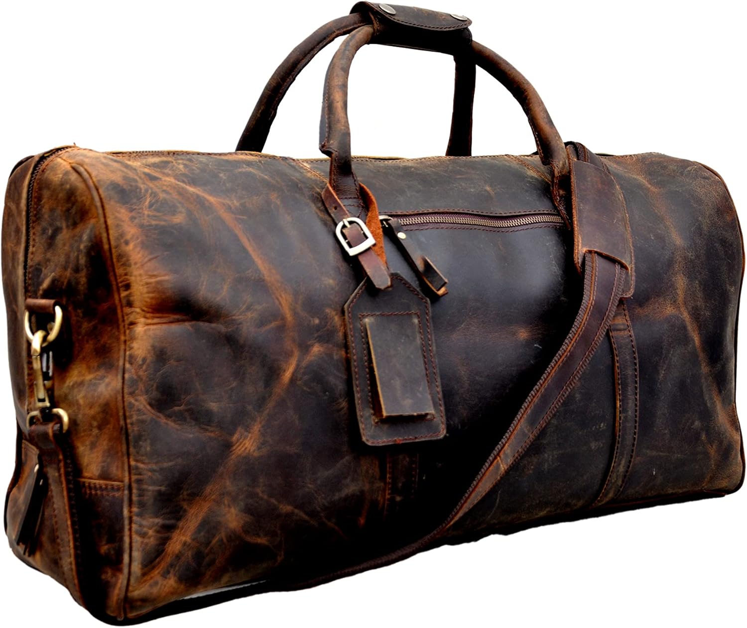 Genuine Buffalo Leather Weekender, Leather Travel Bag Duffle Bag