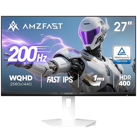 Amzfast 27" QHD 200Hz White Gaming Monitor