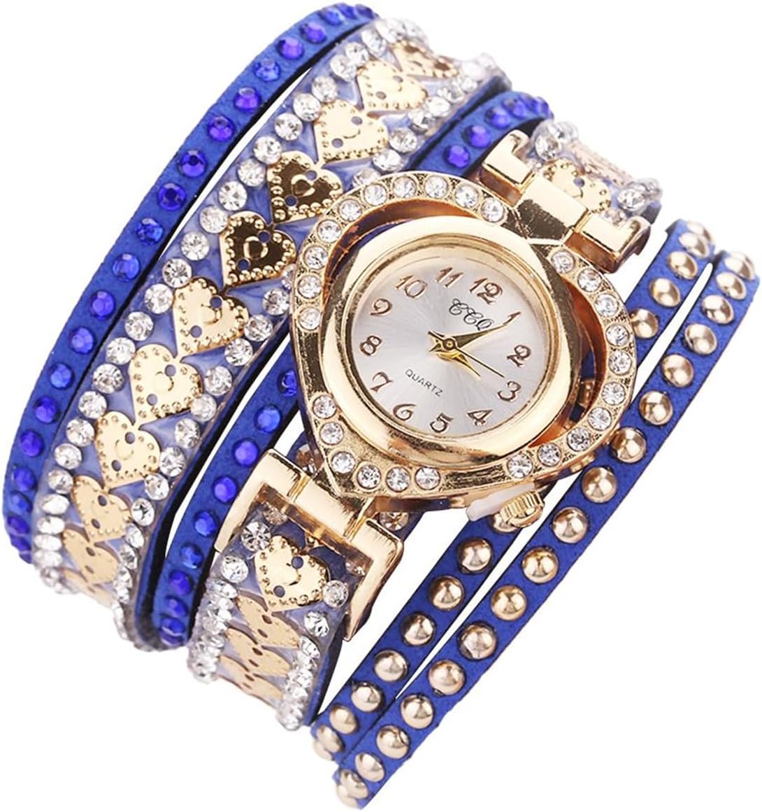 CdyBox Women's 6 Pack Inlay Diamond Wrist Watches Wrap Around Bracelet Analog Quartz Dress Wrist Watches Gifts
