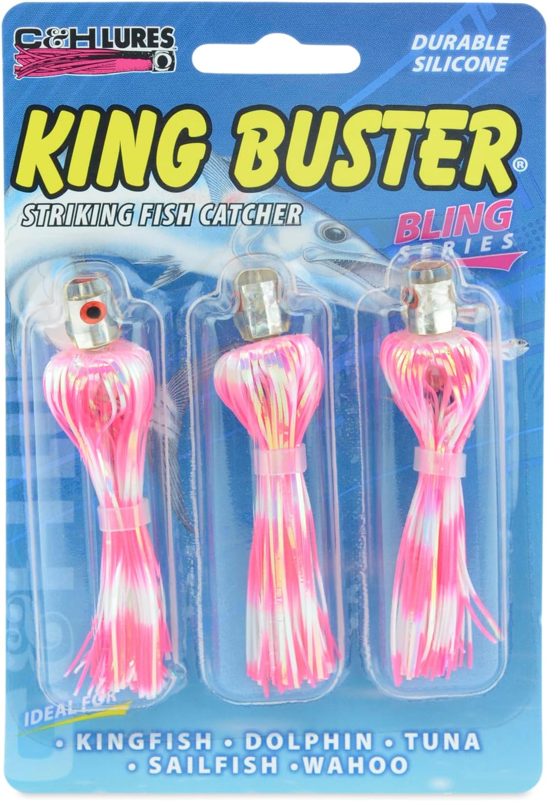 C&H LURES King Buster Bling Series, Pink/White