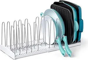YouCopia StoreMore Expandable Cookware Rack, Adjustable Pan Organizer