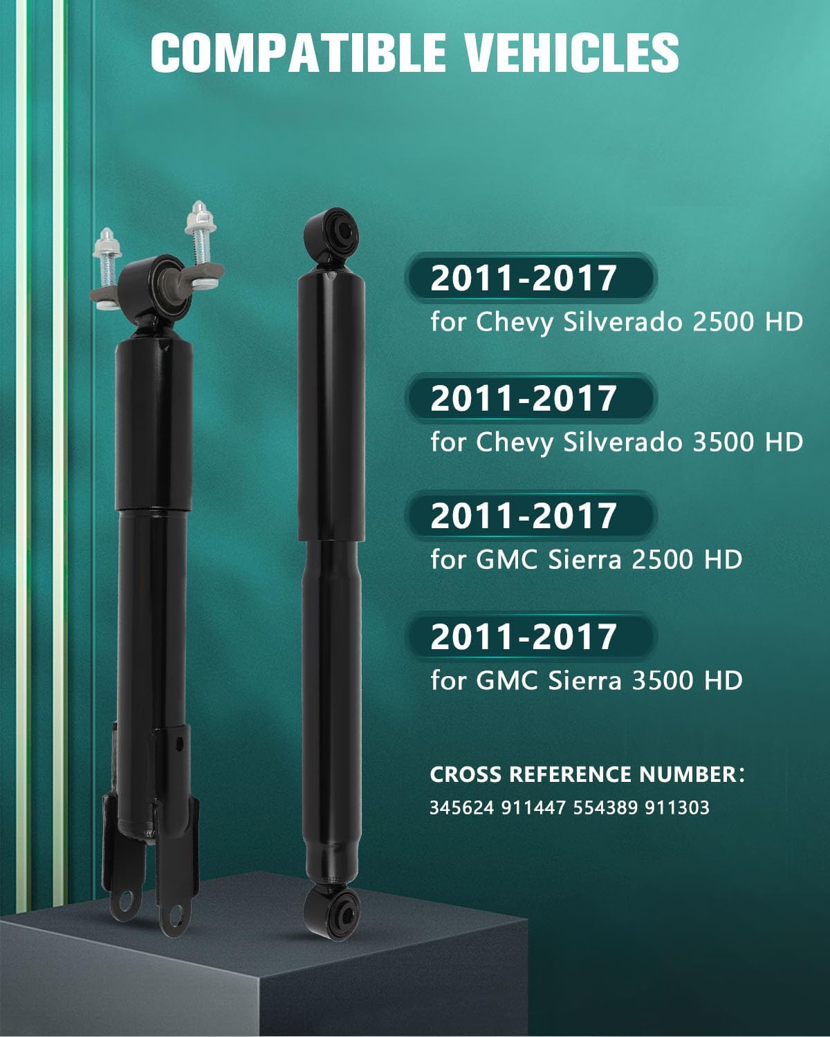 4x Struts AUTOMUTO Shock Absorbers Fits 2011-2017 for Chevy Silverado 2500 HD,2011-2017 for Chevy Silverado 3500 HD,2011-2017 for GMC Sierra 2500 HD with 345624 911447 911303 Auto Shocks - Front Rear