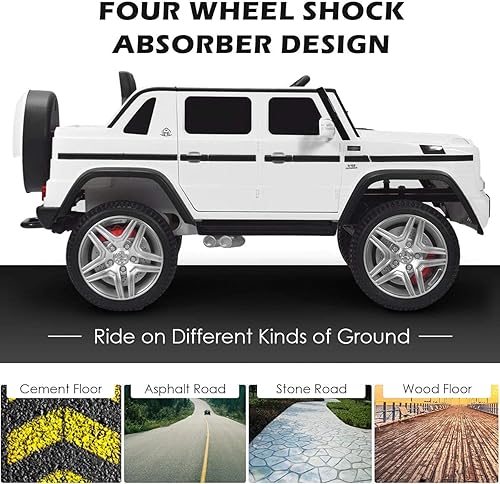 Miniatura 6 de RIVALLYCOOL 12 V para niños con licencia Mercedes-Benz Maybach G650S juguete alimentado por batería con cerraduras de seguridad control remoto de 24