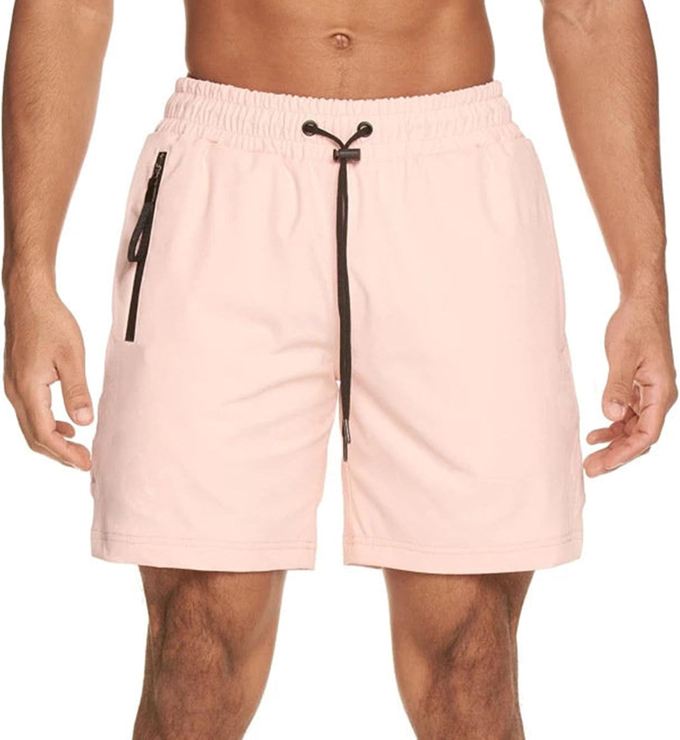Men's Elastic Waist Drawstring Fashion Hiking Short Summer Beach Short Zip Pockets Classic Fit Work Athletic Short