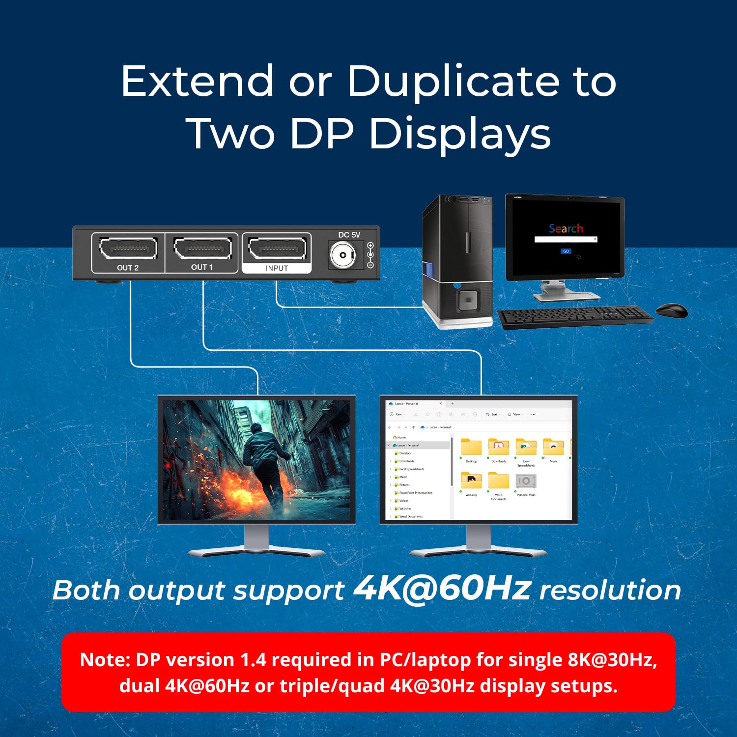 Amazon.co.jp: OREI DisplayPortスプリッター デュアルモニター用 – 8K