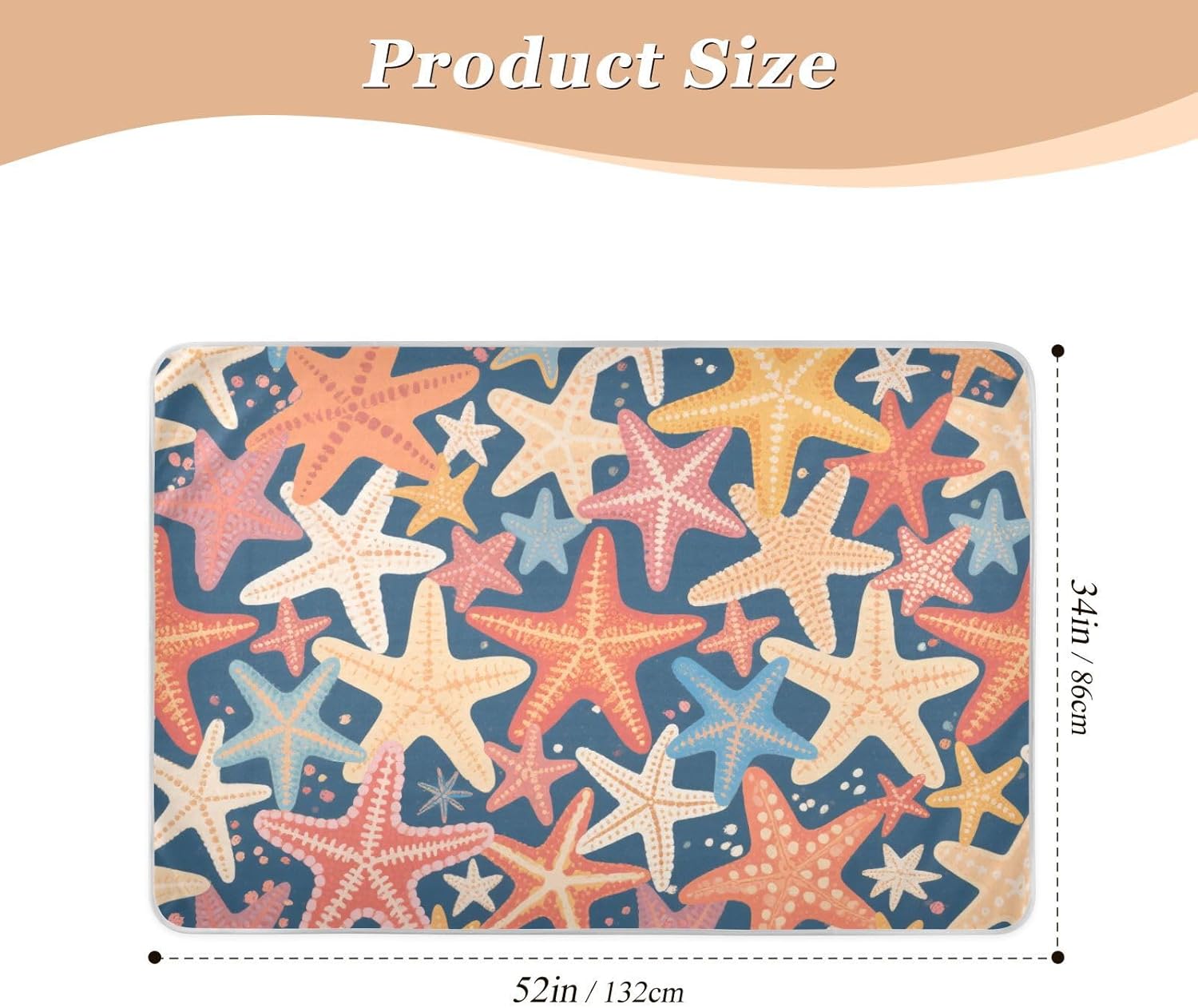 Colorful Cartoon Starfish Blue Extra Large Resuable Toddler Mattress Pads Water Resistant Pads for Bed Cute Cool Bed Liners for Kids Bedwetting , 52" L x 34" W