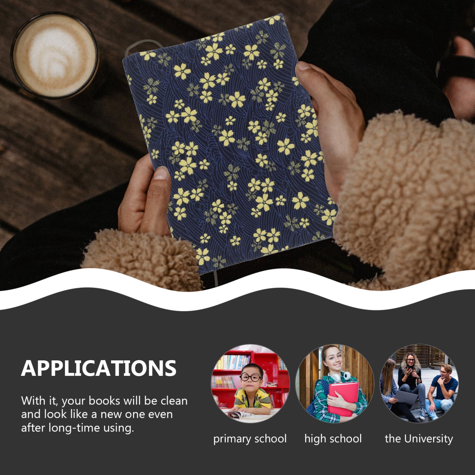VILLCASE 5 Pièces couverture de livre en tissu fait main toile de livre pour la reliure Couverture du livre bookcase protège cahier Protège-cahier protège-livres tissu de livre chiffon Navy