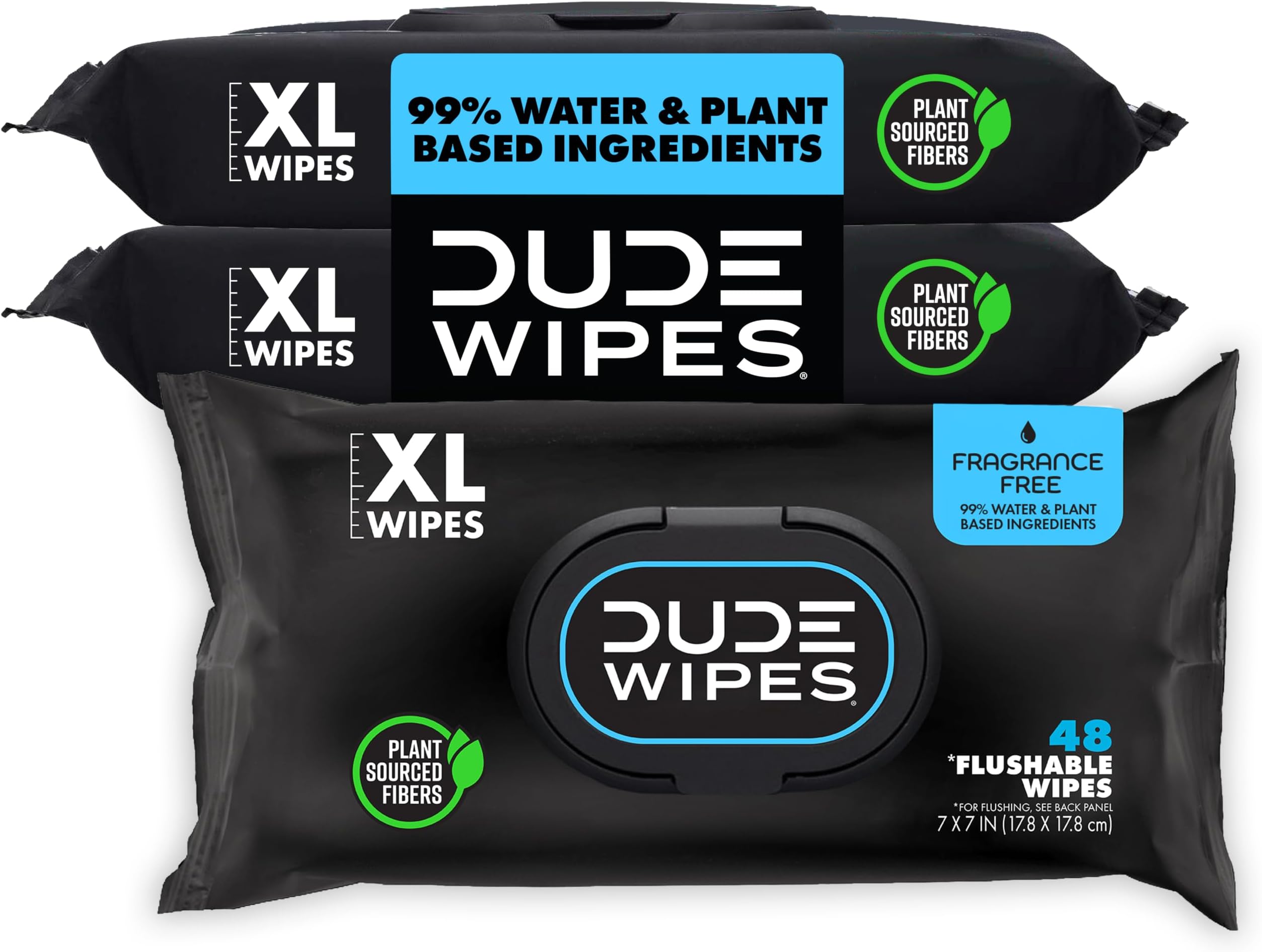 DUDE Wipes Unscented Adult Flushable Wet Wipes, Sensitive Skin, 144 Count