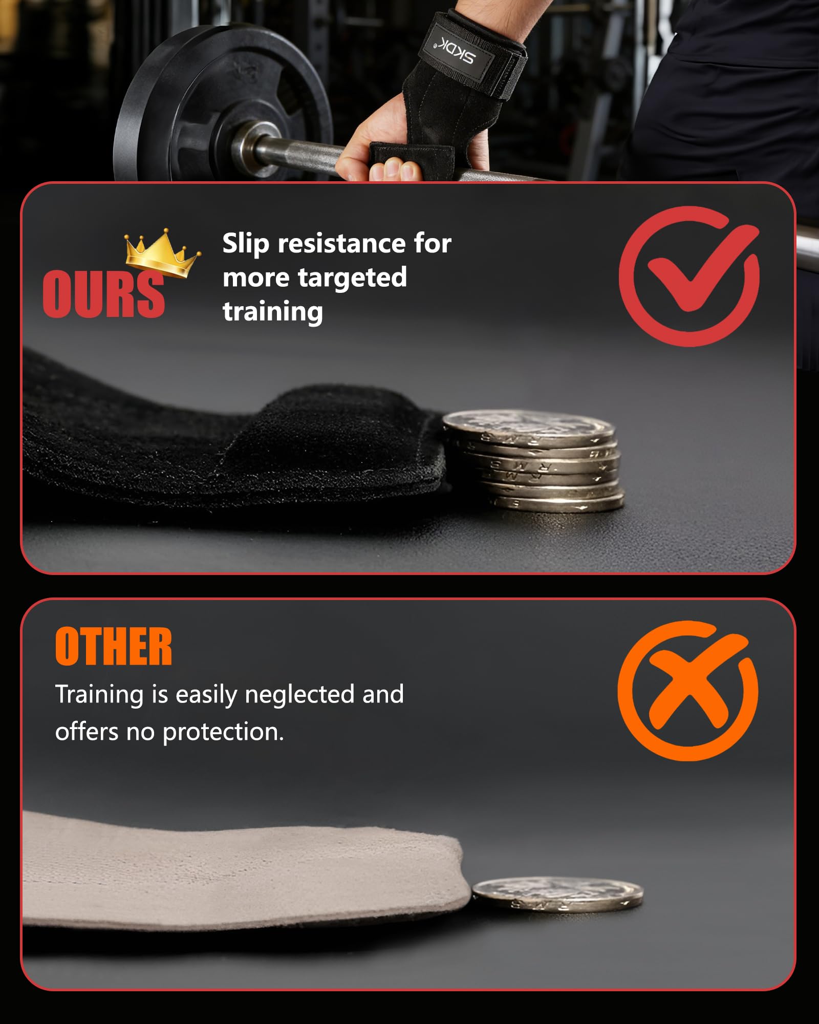 Paski Do Ćwiczeń, 1 Para Paski do Podnoszenia Ciężarów ze Skóry Bydlęcej Crossfit, do Podciągania, Martwego Ciągu i Wyciskania, Zaprojektowane do Treningu Siłowego, Unisex, Czarny