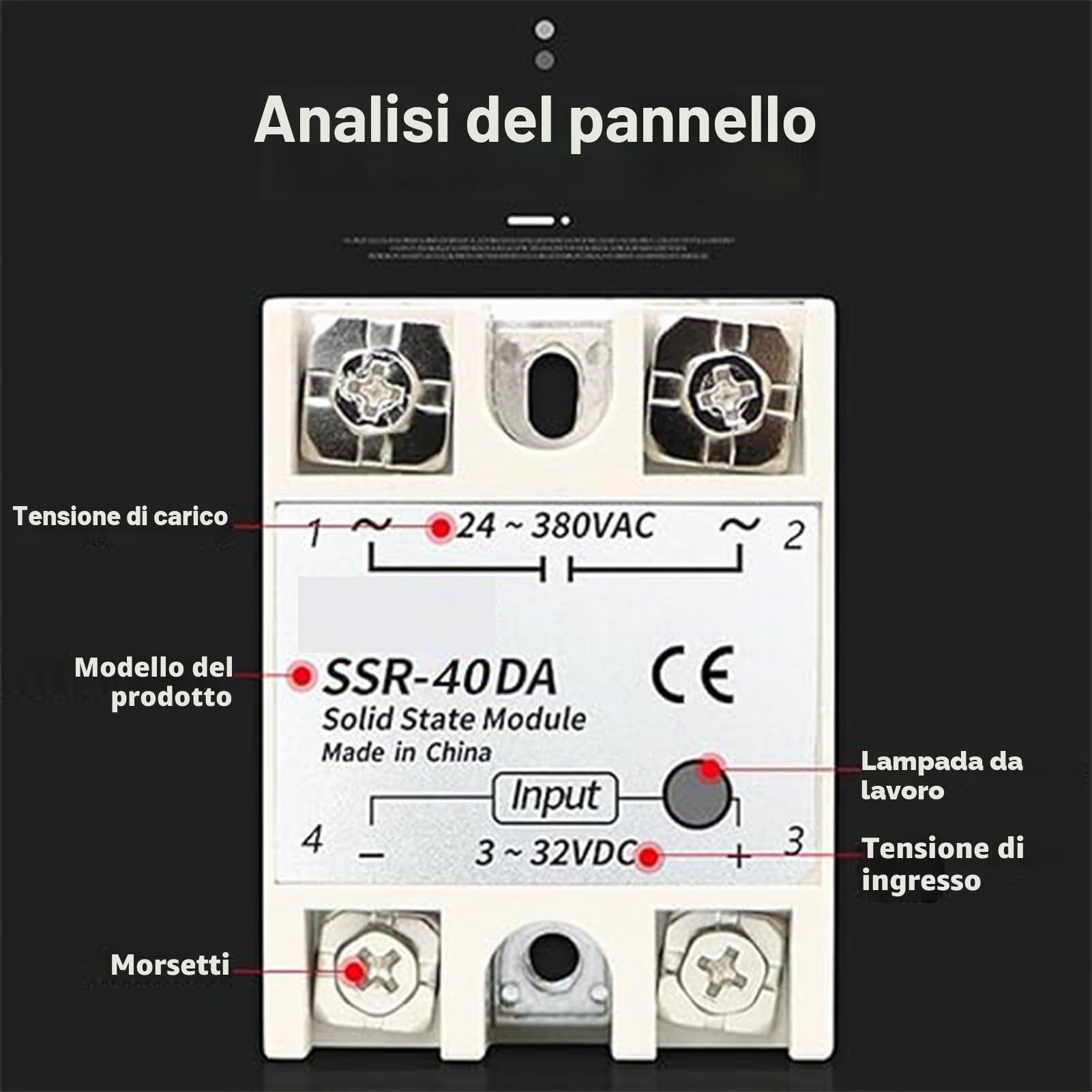 2 piecs SSR Relè a stato solido Modulo relè SSR-40DA, Relè a stato solido 3-32VDC Uscita 24-380VAC 40A Dissipatore