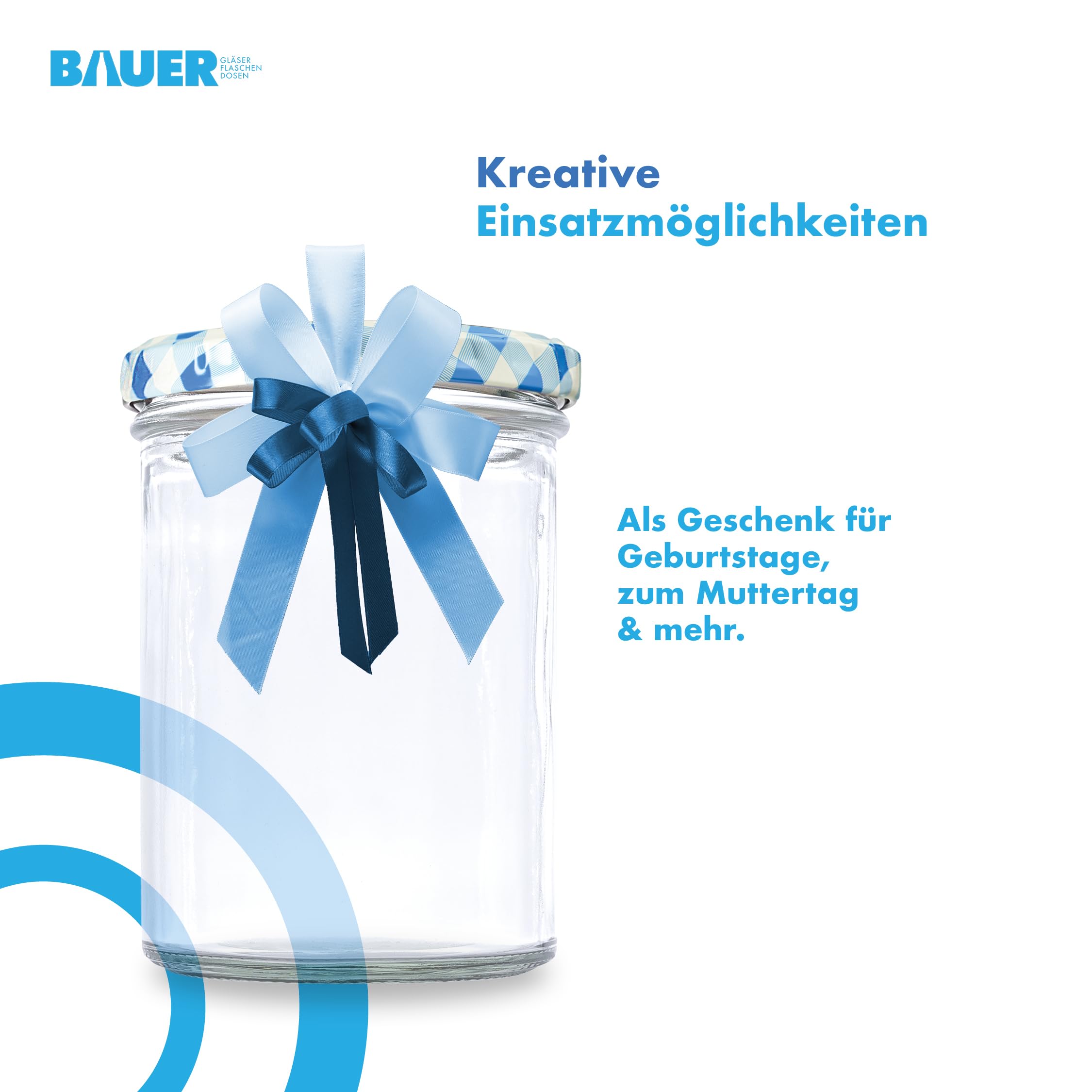 flaschenbauer.de 48er Set Sturzgläser 430 ml inkl. Twist Off Deckel TO82 zum Einmachen von Suppen (Deckel Blau, TO82)