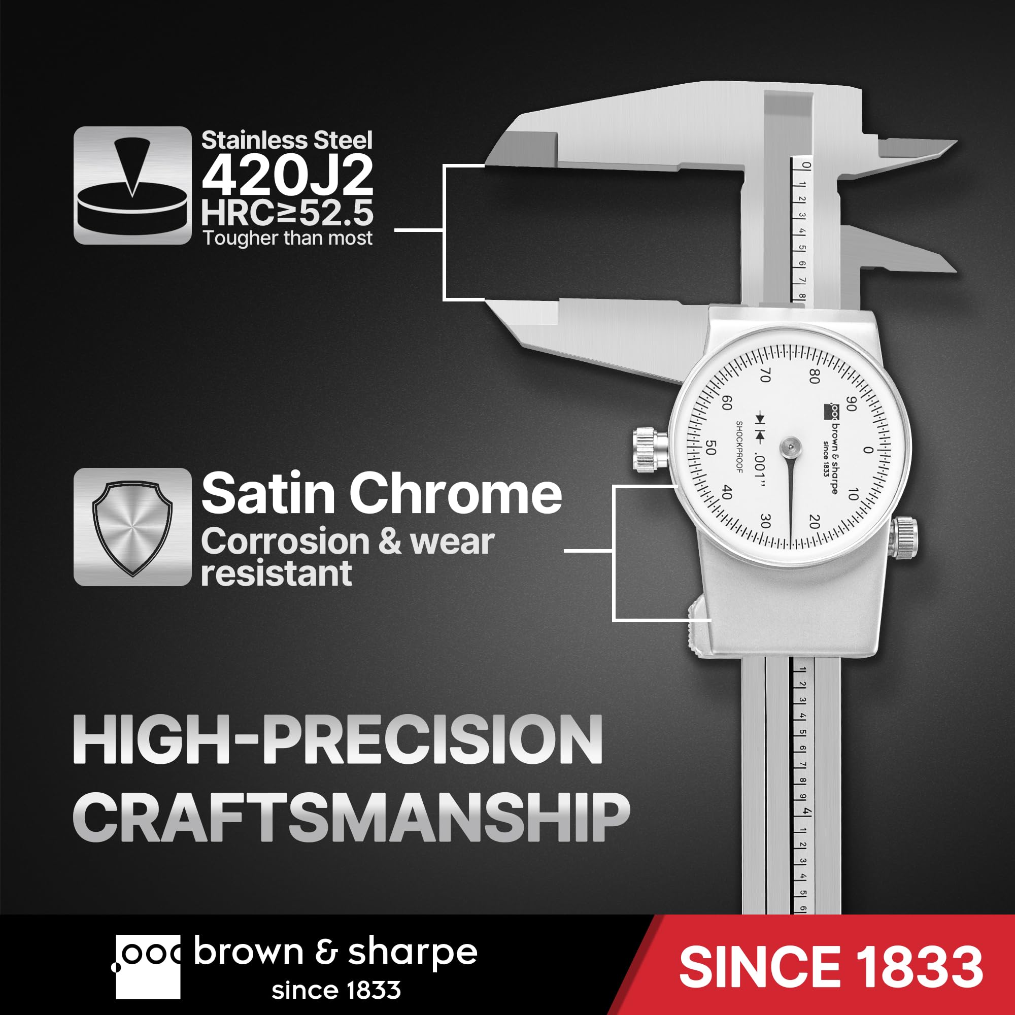 Brown & Sharpe 8-Inch Dial Caliper–Precision Stainless Steel Measuring Tool — Amazon image 4