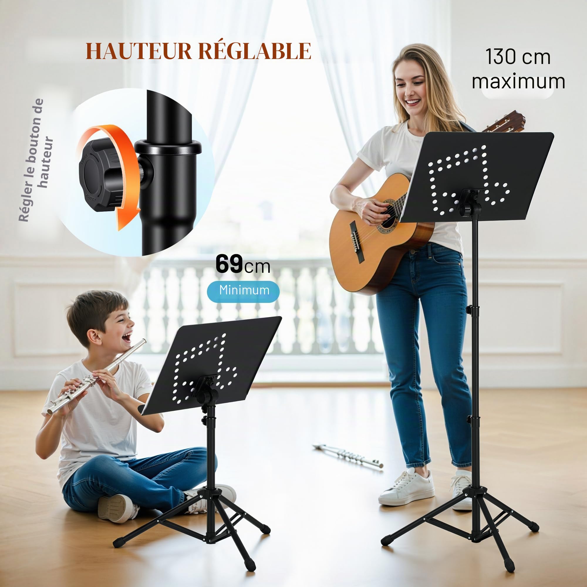 CAHAYA Pupitre de Musique 2 en 1 Pliable et Réglable avec Sac de Transport Support de Bureau Portable Trépied Stable