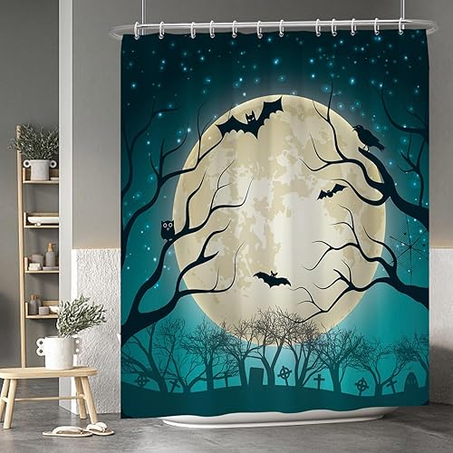 Miniatura 173 de Baocicco Juego de cortinas de ducha de fantasmas de Halloween, encantadores fantasmas de dibujos animados, divertidos trucos o tratos, cortinas de