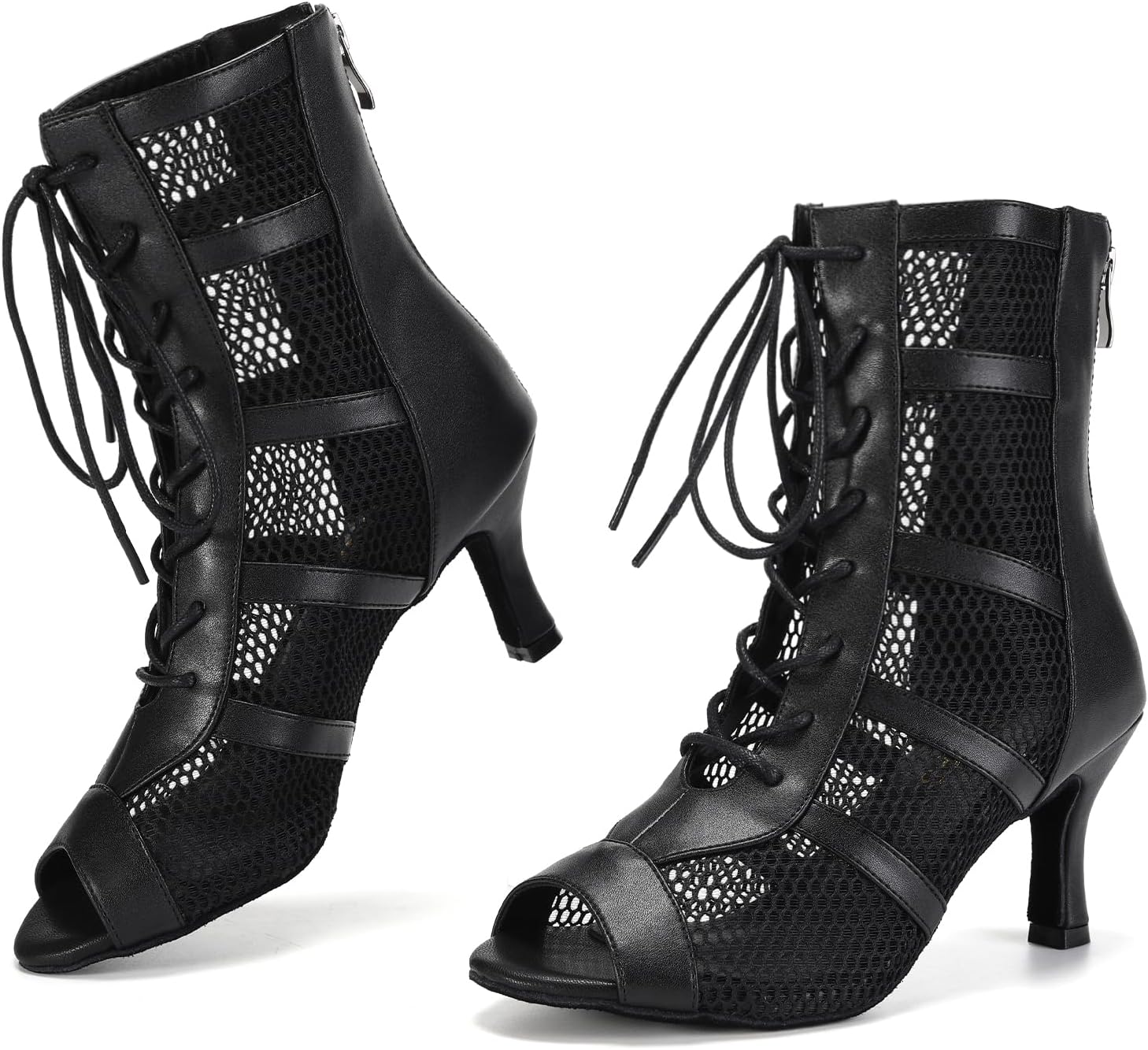 AOQUNFS Latin Salsa Dance Shoes Lace-up Open Toe Ballroom Dance Heel Boots Women - Image 8