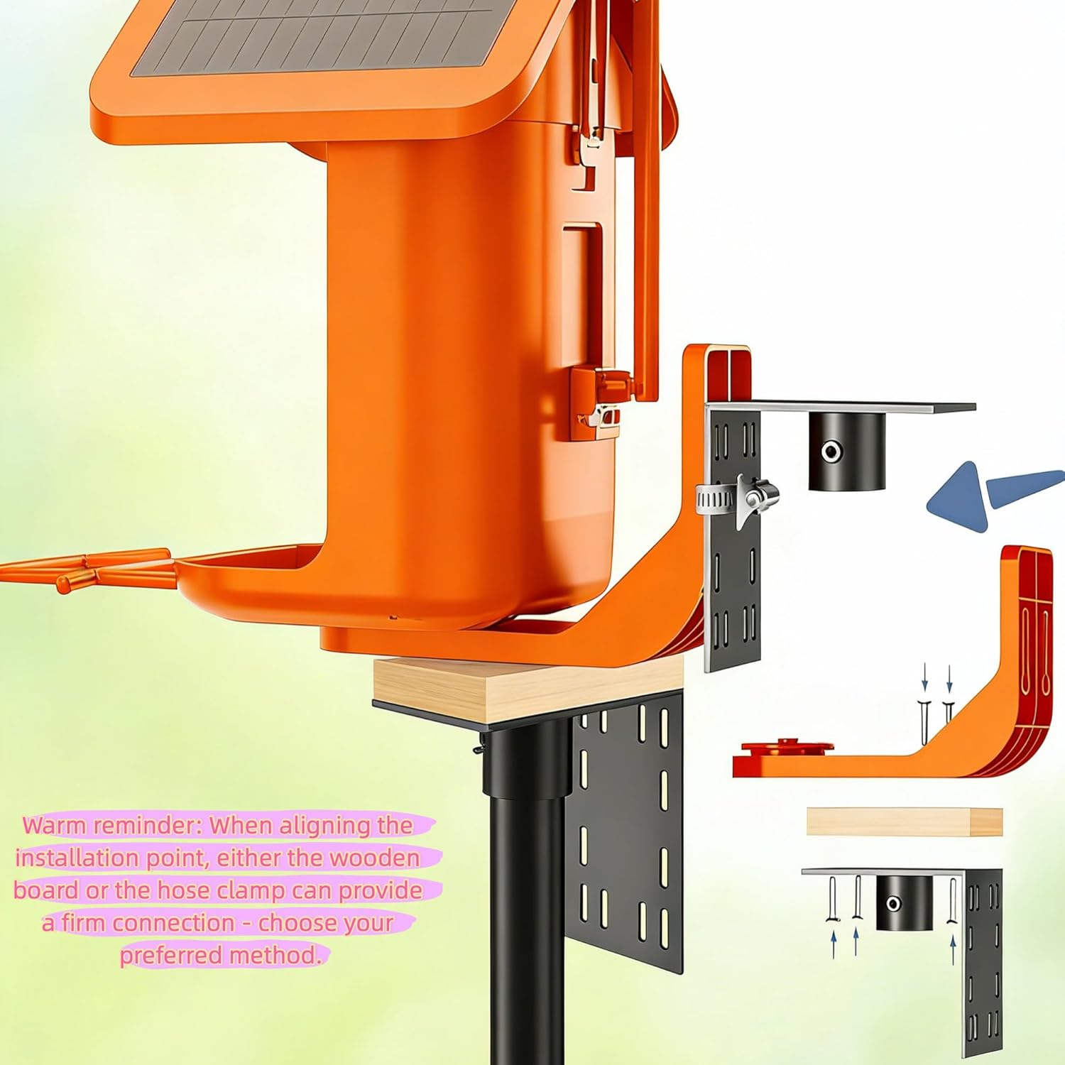 74.5 Inch Heavy Duty Bird Feeder Pole Stand, 1" Metal Pole with 5-Prong Base, Universal Mount for Outdoor Bird Feeders & Houses, Rust-Resistant Slip-Fit Connection