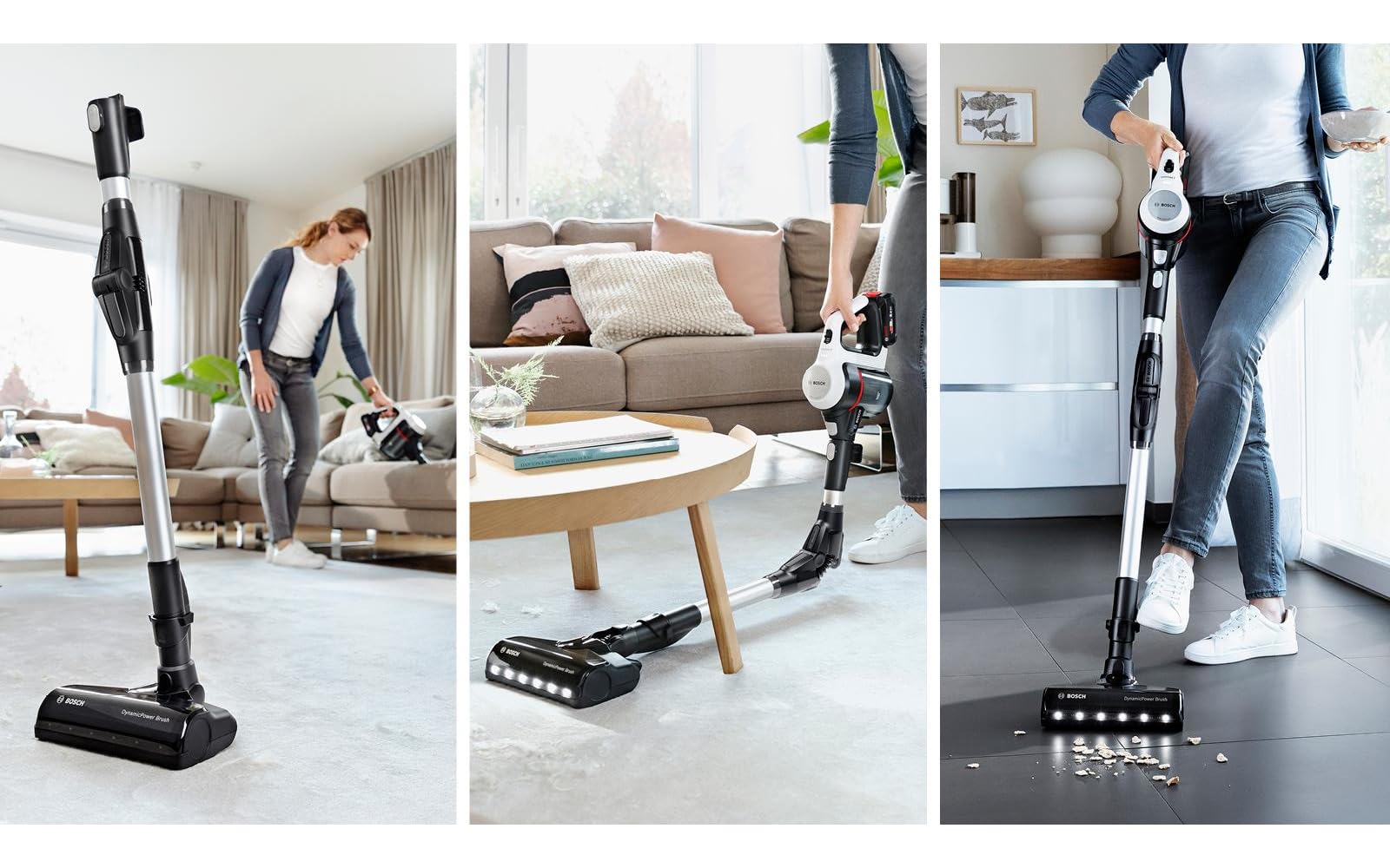 Bosch - Aspirador sin Cable Unlimited 7, Pack de batería de 3.0 Ah, Tubo Flexible, diseño Ligero, Accesorios, Luces LED, Blanco BBS711W