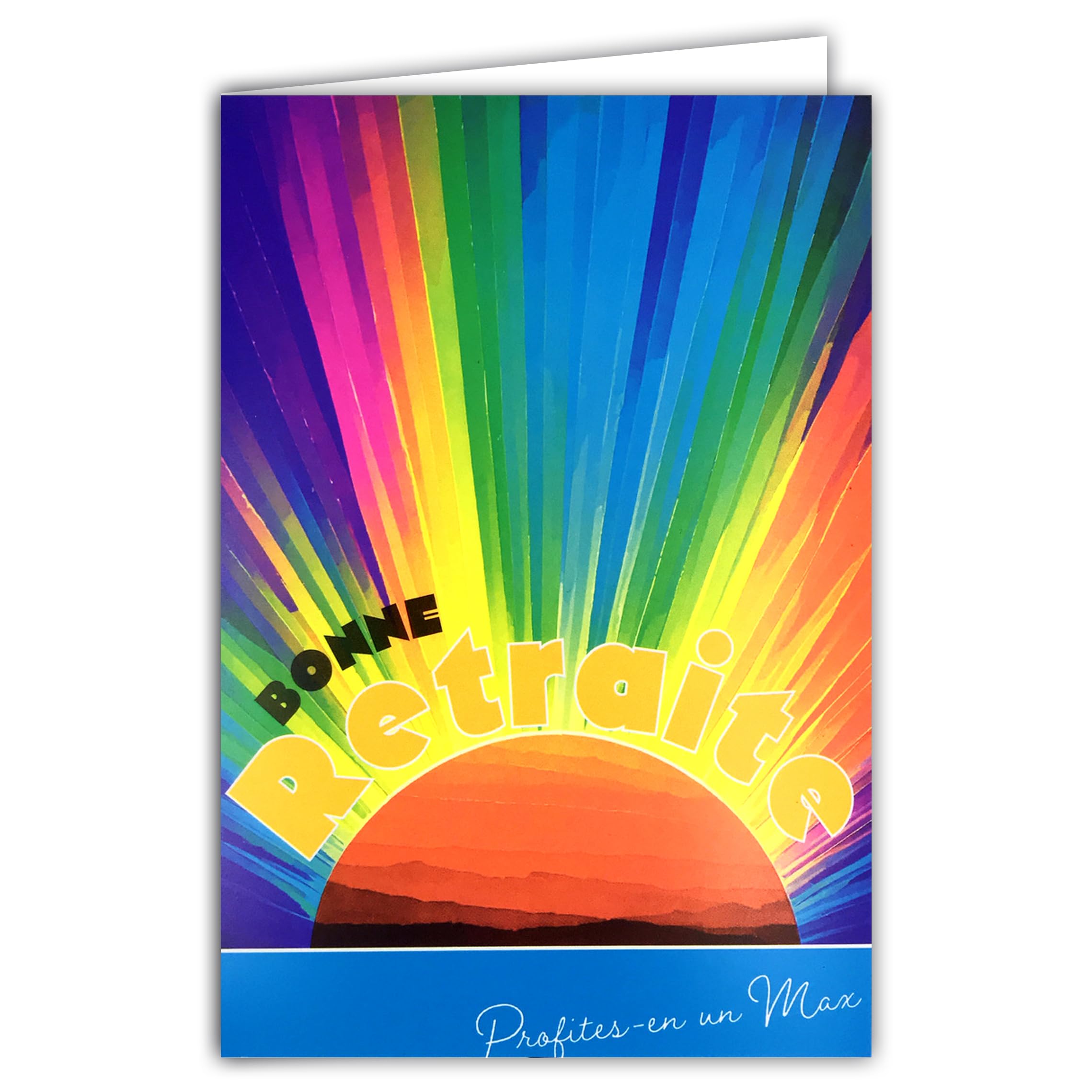 69-8145 Sunset on the Sea Illustration Fluorescent Card with Envelope 12 x 17.5 cm White Interior for Writing - Fluorescent Inks - Created and Made in France