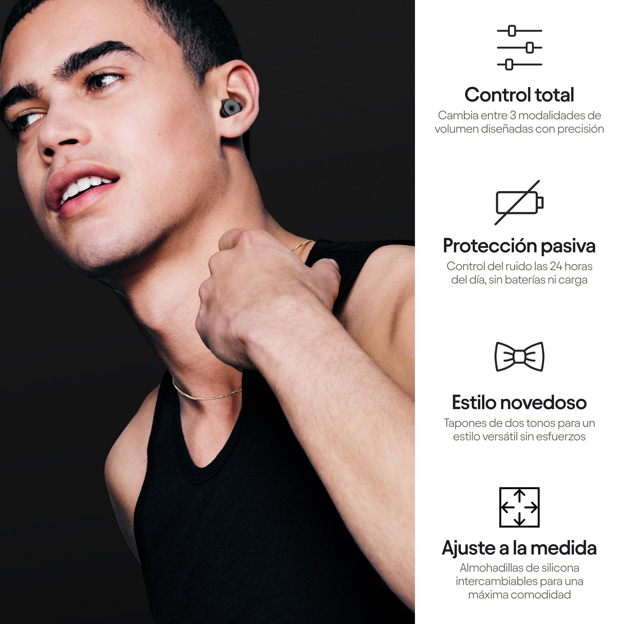 Tapones Loop Switch - Tapones antirruido con varios modos | Protección auditiva pasiva ajustable para la concentración, viajes, socialización y sensibilidad al ruido | Protección auditiva reutilizable