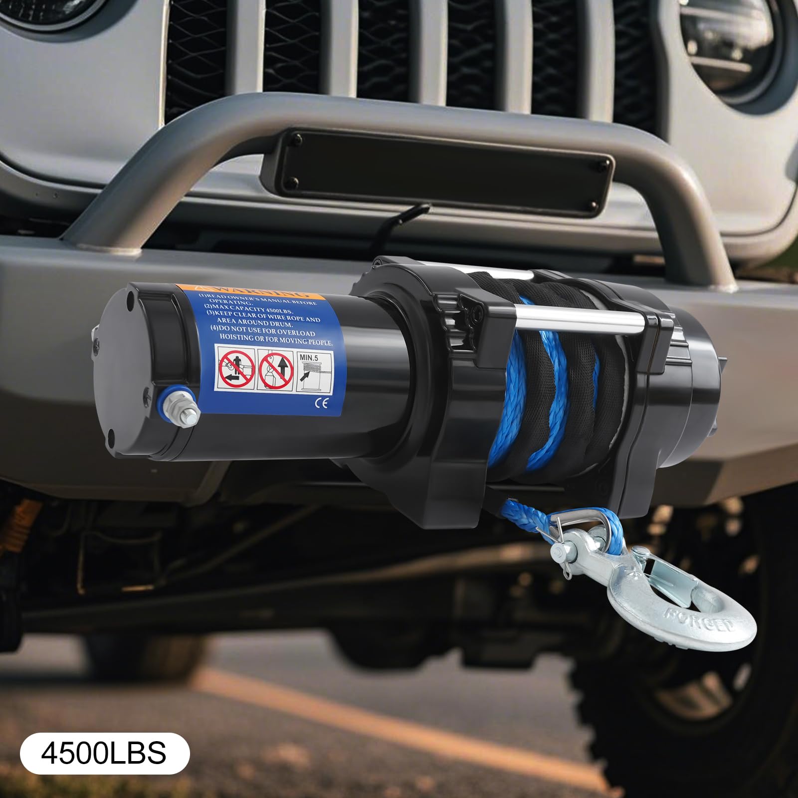 Verricello elettrico da 12 V, verricello elettrico da 4500 libbre, 15 m, corda con telecomandi senza fili, funzione di blocco, argano elettrico per ATV, UTV, SUV, pickup e fuoristrada