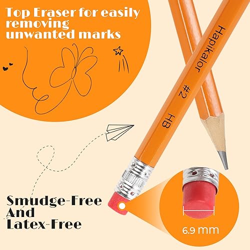 Miniatura 3 de Hapikalor Paquete de 360 lápices amarillos afilados #2 con borradores, paquete a granel de lápices de grafito para escuela, aula, suministros para