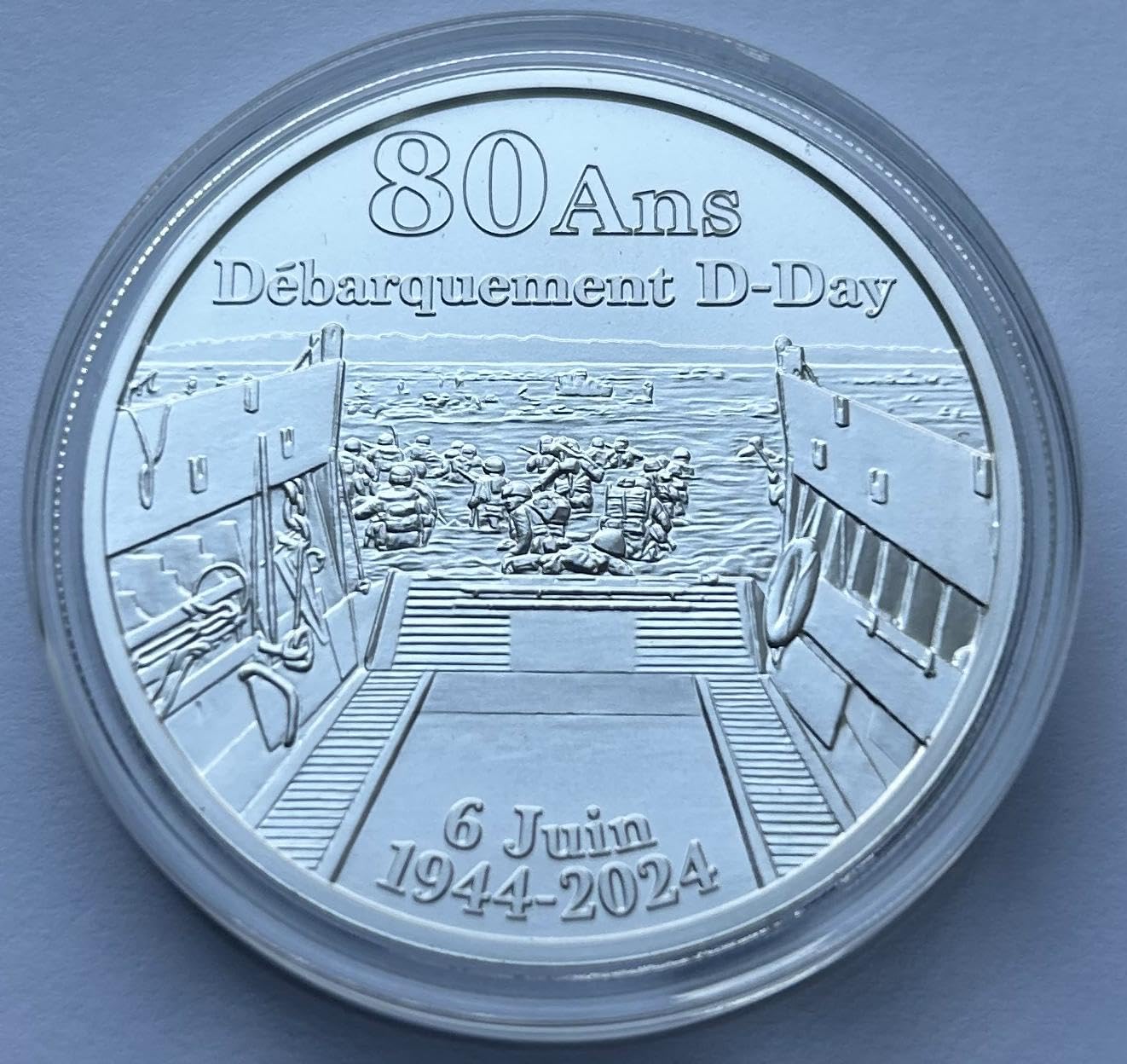 1 Unze Silbermünze 80 Jahrestag D-Day 2024 Kamerun mit Souvenirbanknote Limitierte Auflage 500 Stück