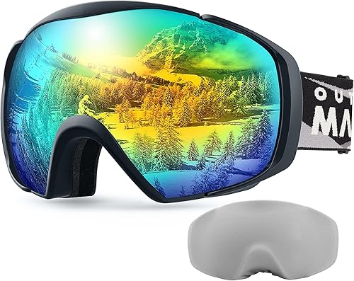 OutdoorMaster  Gafas de esquí para snowboard con cubierta, OTG, anti-empañamiento para hombres y mujeres