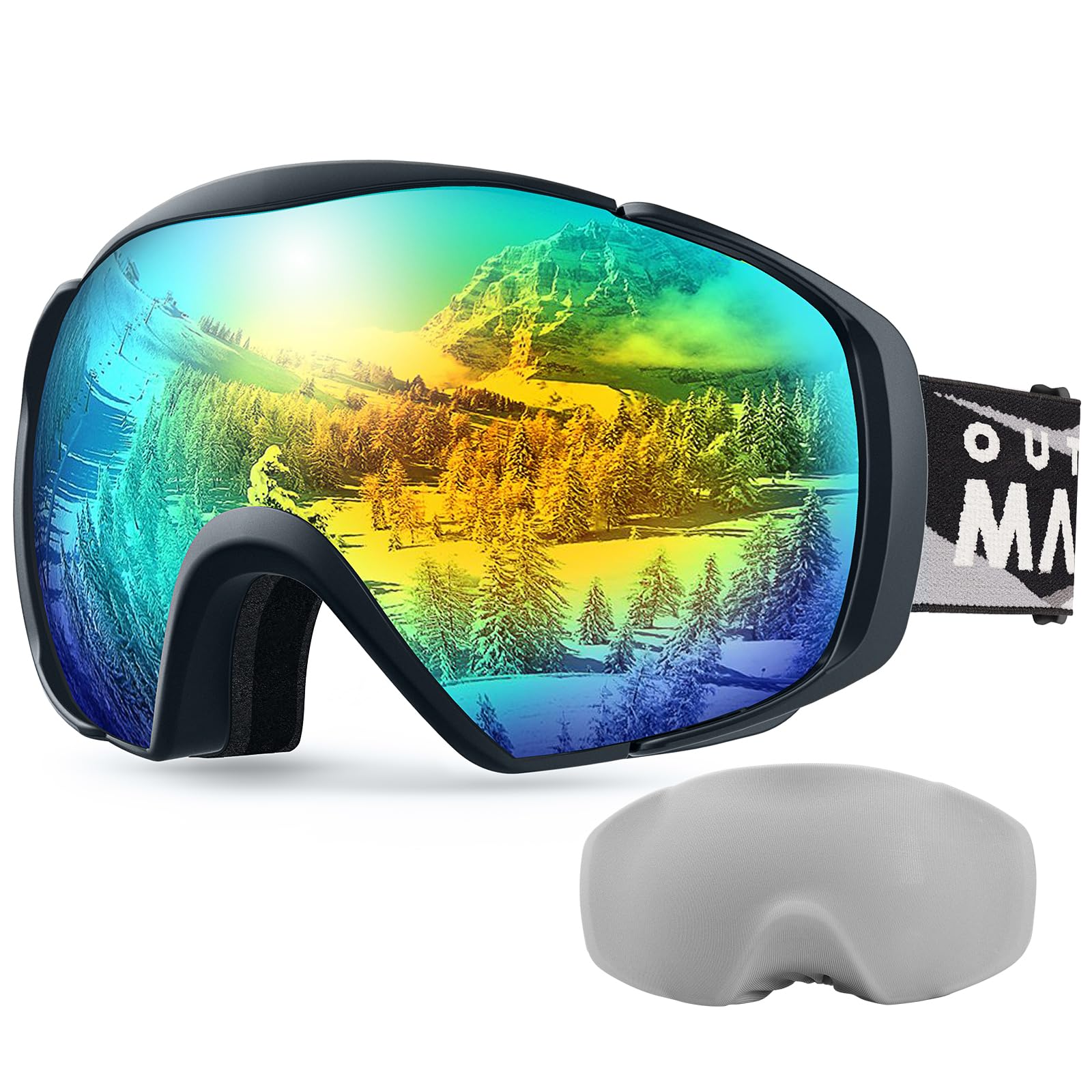 OutdoorMaster Ski Goggles with Cover Snowboard Snow Goggles OTG Anti-Fog