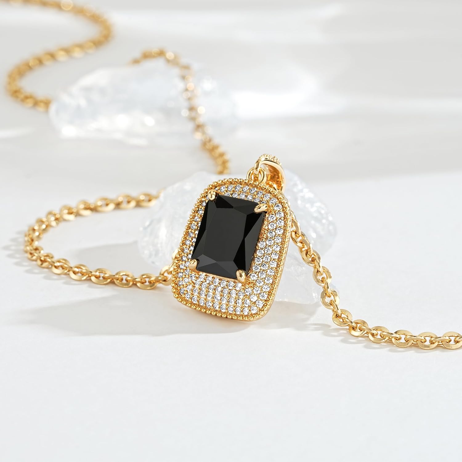 Fettero Gold Necklace for Women, Dainty 14K Gold Plated Pendant Necklaces for Women Trendy Simple Chain Necklace Evil Eye, CZ Rose, Charm Moon, Lucky Italian Horn, Gold Star Necklace Fashion Jewelry - Image 4