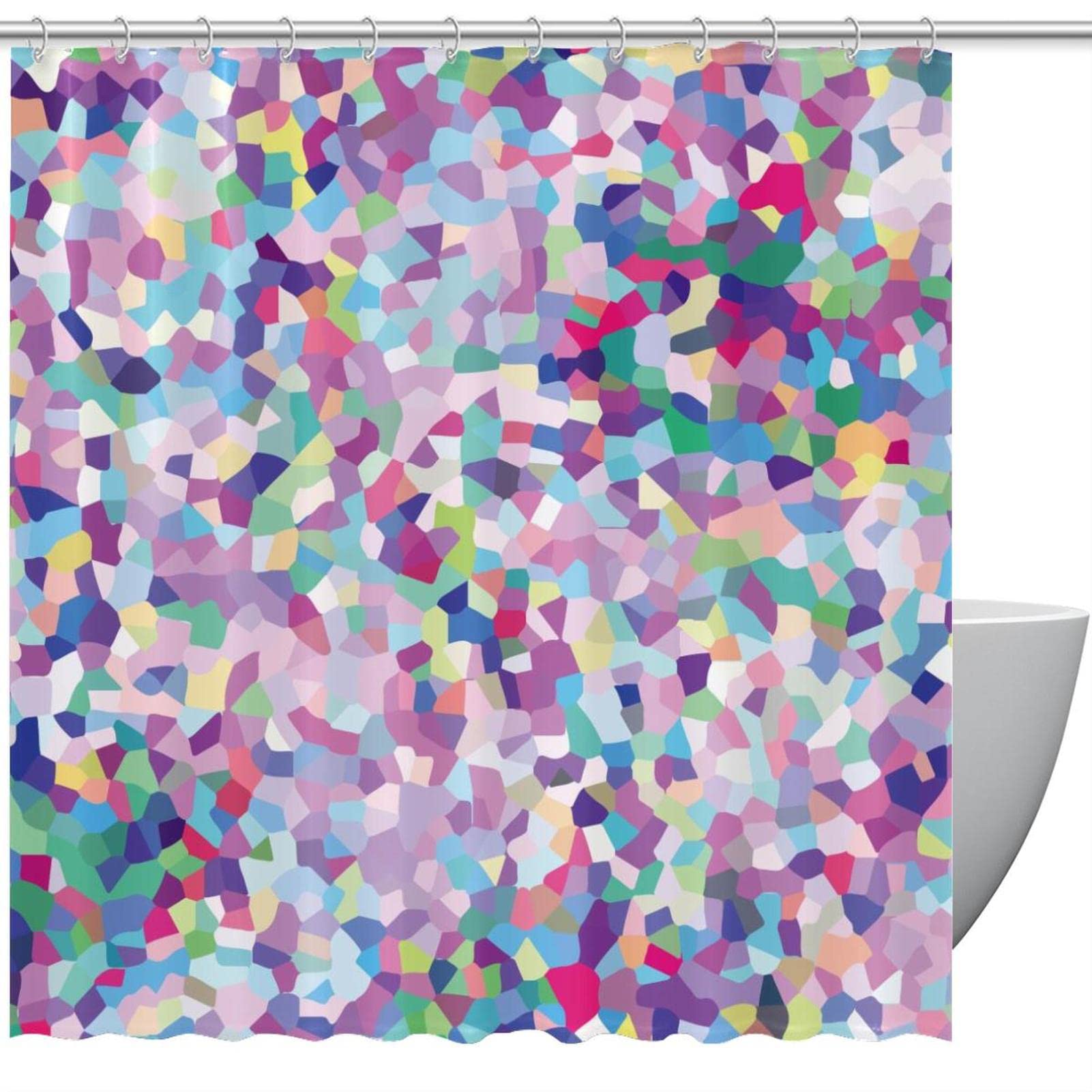 Rideau de douche motif polygone abstrait anti éclaboussure pour garder le sol de salle de bain sec