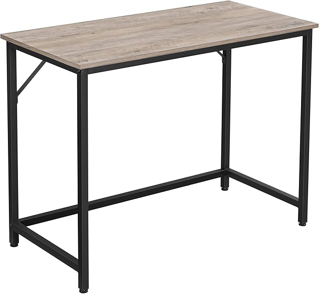 VASAGLE Writing Desk, Computer Desk, Small Office Table, 100 x 50 x 75 cm, Study, Home Office, Simple Assembly, Steel, Industrial Design, Greige and Black LWD041B02